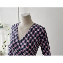 oshu oshu 여성 고급스럽고 화려한 패턴 브이넥 플레어 랩 롱원피스 (8938302)