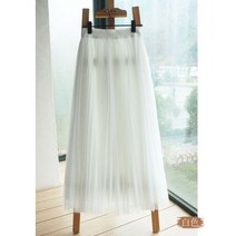 스커트 듀엘스커트 여성용 메쉬 플리티드 롱 맥시 튤 3 레이어 고탄력 허리 a라인 볼 가운 댄스 Faldas Largas Mujer 194934