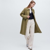 유니클로 스테인 컬러 코트 여성 트렌치코트 봄 자켓 456070 올리브