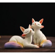 변색할 수 있는 여우 차총 피규어 애정운의 상징 사랑의 복을 가져다주는 장식품 재물운상승 풍수 홈 인테리어 돈이 들어오는 개업 이사 축하 선물 탁상 현관 장식품 다우 다총 다기, 여우-02(변색 가능)
