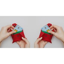 수제 가죽 사선 카드지갑 베지터블 파라핀레드