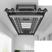 천장형 전동빨래건조대 베란다 발코니 자동빨래건조대, 상세이페이지 참고, 크로스바가 없는 기본 단일 제어(블랙) 조명