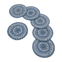 Homespice Kingston 프리미엄 황마 브레이드 플레이스 매트 33cm x 48.3cm(13인치 19인치) (6개 세트) 타원형 멀티 컬러 양면 사용 가능 천연 실 소박