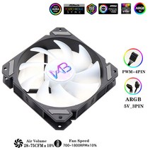 wovibo rgb 120mm 팬 pwm 4 핀 사일런트 몰렉스 4pin for cpu, 2022 블랙 argb, 3개
