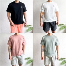 코코로맨틱 남성 여성 파스텔톤 컬러 캐릭터 실켓 반팔티 반팔 티셔츠