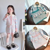 여아유아 봄가을 어린이집 나들이 결혼식룩 유니체크가디건투피스