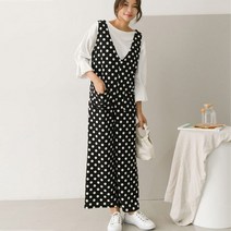 그린섬 ﻿도트 브이넥 끈 점프슈트 롱 포켓 데일리 편안한 국산