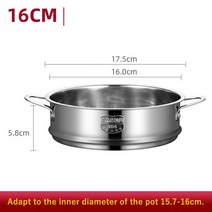 편백 스텐 찜기 2 3 4 단 찜냄비 찜기 이중 귀 밥솥 냄비와 스테인레스 스틸 증기선 바구니 만두 배수 바구니 주방 요리 도구에 대한 김이 그리드, 손잡이 포함 16cm