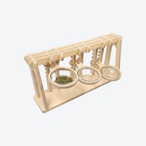 RGU 알지유 반려동물 높이 조절 원목 식탁 3구 + 유리그릇 1세트