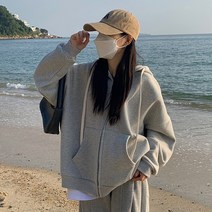 여성 후드 집업 무지 루즈핏 박시 자켓 아우터 긴팔