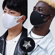 LXP579 구리나노섬유 반영구 항균 패션마스크 순은(100%) 피어싱 5종 (리미티드 에디션), 스타(별) 은장식 화이트, M (얼굴이작은여성&16세이하청소년 권장)