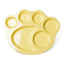 이더멜라민 어린이 곰발식판 어린이집 유치원 배식 다이어트식판, 파스텔노랑