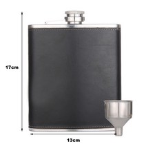 휴대용 위스키 biubiutua 18oz hip flask 휴대용 큰 위스키 flask stainless steel big capacity flask gift flask with, 검은 가죽