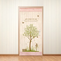 현관문시트지 리폼 무늬목 / 유레이즈미업 B(우드패널), 우드패널/아이보리+스카이블루