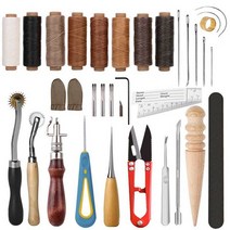 우드카빙키트 실용적인 가죽 바느질 도구 키트 22 개 DIY 공예 핸드 스티칭 구멍 펀치 조각 초보자용, 01 22Pcs Tools Set