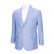 파파브로 남성 가벼운 린넨 체크 콤비 자켓 JW-COA-118-블루