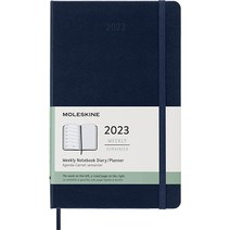 Moleskine 클래식 2023년 위클리 플래너 하드커버 L 블랙, Sapphire Blue