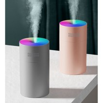 차량용 무지개빛 무드등 미니 USB 가습기 간편 청소편한 초소형 완전세척, 그레이+추가필터2개