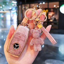 열쇠지갑 메르세데스 벤츠 키 커버 쉘 레이디스 버클 글라 백, B.A형 핑크 다이아몬드  골드 스타 다이아몬드 버클