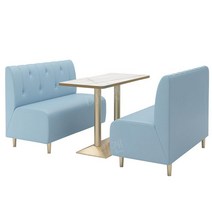 커피테이블 업소용소파 커피 숍 밀크티 디저트 데이블 의자 세트, 블루 세트