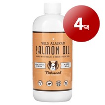 리암마켓 Natural Dog Company 내추럴 독 강아지용 면역 건강한 피부 털 관리 보충제 연어 오일 473ml 1팩, 4팩