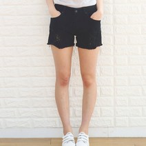 이노뱅크 n.2023 찢청 빈티지 블랙진 반바지 INO373B