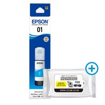 엡손 정품잉크 T03Y200 파랑 + 항균물티슈 L4150 L4160 L6160 L6170, 1개, 정품_T03Y2 파랑 + 항균물티슈