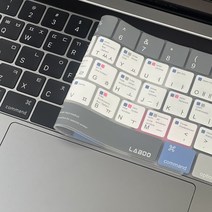 랩디오 맥북 에어 프로 M1 M2 13 14 15 16 컬러 단축키 키스킨 키보드 커버, 그레이, 프로 16인치 M1 M2 (A2485/A2780), 1개