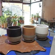 보드미 모던 테라스톤팟 투톤 원형 20x20cm 화분 받침포함, 골드 투톤/ETC