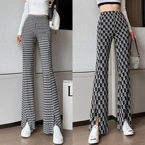 1+1 나팔바지 여자 부츠컷 바지 패턴 블랙 슬릿 밴딩 여자 특이한 나팔 팬츠