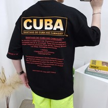 마이클로드남녀공용 오버핏 쿠바 프린트 반팔티 3컬러 10수