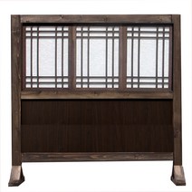 {생활의 지혜] 734-608 폭 130 x 높이 123 cm 월넛색 원목 파티션 양면 동일 디자인 찢김 방지 한지 사용 생산 공장 비 규격 생산 가능