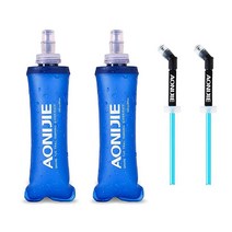TRIWONDER 접이식 물병 TPU 소프트 플라스크 러닝 보틀 BPA 프리 스포츠 하이킹 등산 캠핑용 (250ml/8.4온스 빨대 포함 - 2팩), 250ml, 05 Blue with Straws - 2 Pack