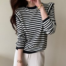 데일리앤 러블리 스트라이프 프릴 니트 티셔츠 에핀