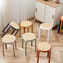 프린스케이퍼니처 파스텔 라탄스툴 간이 보조의자, 화이트