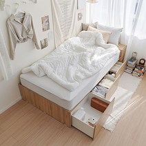 [40000원 즉시할인+중복쿠폰] [매트포함무료설치] 휴도 넉넉한 선유 무헤드 빅 수납 침대 + 엔드리스 20cm 매트리스 SS Q 슈퍼싱글 퀸 침대, 아이보리(매트리스), 내추럴(프레임)