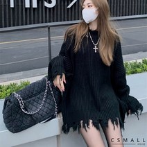 cs mall 여성 루즈핏 빈티지 수술장식 스웨터 티 M2591