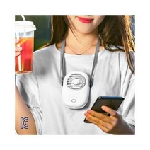 넥밴드 미니 사각 휴대용 목걸이 핸즈프리 선풍기 1200mAh 골프선풍기 목걸이선풍기 탁상용선풍기, 핑크