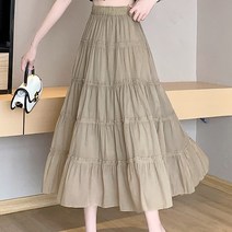 셀럽당 여성 스커트 여름 쉬폰 케익스커트 허리밴딩 A라인 스커트 S02586