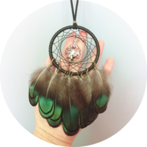 드림캐쳐 미니 드림 캐처 자연 깃털 바람 차임 걸이식, [12] B