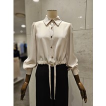 스트링 리본 셔츠형 숏 블라우스 S233MSC003