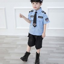 공연복 육일 petty traffic police officer 유니폼 퍼포먼스 남여아동 소경찰 무대 4880218551, 150, 남자타입 :반팔 _반바지 _넥타이