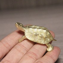 실내 카페 인테리어 미니어쳐 장식 디자인 소품 빈티지 엔틱 공예 빈티지 황동 장수 동물 거북이 인형 미니어처 행운의 데스크탑 장식품 홈 액세서리 풍수, 골드 컬러 68g