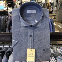 맨하탄셔츠 NC서면점 #가격할인 #단독최저가 반팔 린넨혼방 시어서커 나노체크 일반핏 캐주얼셔츠(네이비) 25A2142-BV