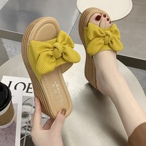 비주샵 리본 가보시 웨지힐 통굽 슬리퍼 H-06