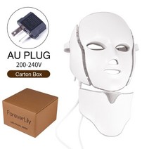 얼굴 + 목 7 색 led 페이셜 마스크 목 광자 치료 여드름 주름 제거 피부 회춘 얼굴 스킨 케어 led 마스크, au 플러그(220-240v)