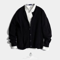 자켓 가디건 파인애플 패턴 긴팔 니트 캐주얼 루즈플로 라운드넥 스웨터