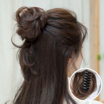 루즈루나 여자똥머리 당고머리 만두머리 올림머리 부분가발 집게, 블랙, 1개