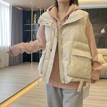 조끼패딩 다운 재킷 재킷 여성 2022 가을 겨울 새로운 흰색 오리 재킷 겉옷 한국어 버전 짧은 느슨한