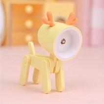펫드라이룸 반려동물 반려견 드라이기 LED 야간 조명 미니 귀여운 엘크 강아지 배터리 라이트 선물 만화 애완 동물 접이식 테이블 램프 방 거실 장식, [05] yellow deer